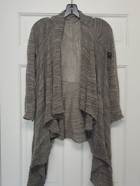KUNA baby Alpaca Marled Open-Front Draped Cardigan - Taupe Brown XS